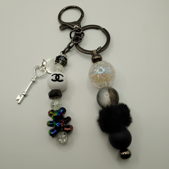Accessories - Chic Black and White Chanel Vibes Keychain Accessory